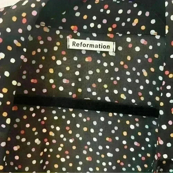 Reformation Confetti Polka Dot Button Front Blouse Sheer Plus Size 1X - Picture 2 of 6
